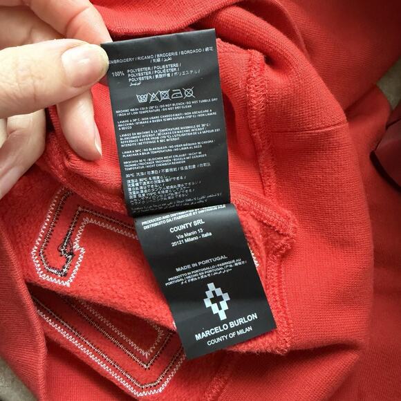 Marcelo Burlon x MLB Red Sox Mens Small Sweatshirt Pullover Crewneck Red County - Picture 5 of 9